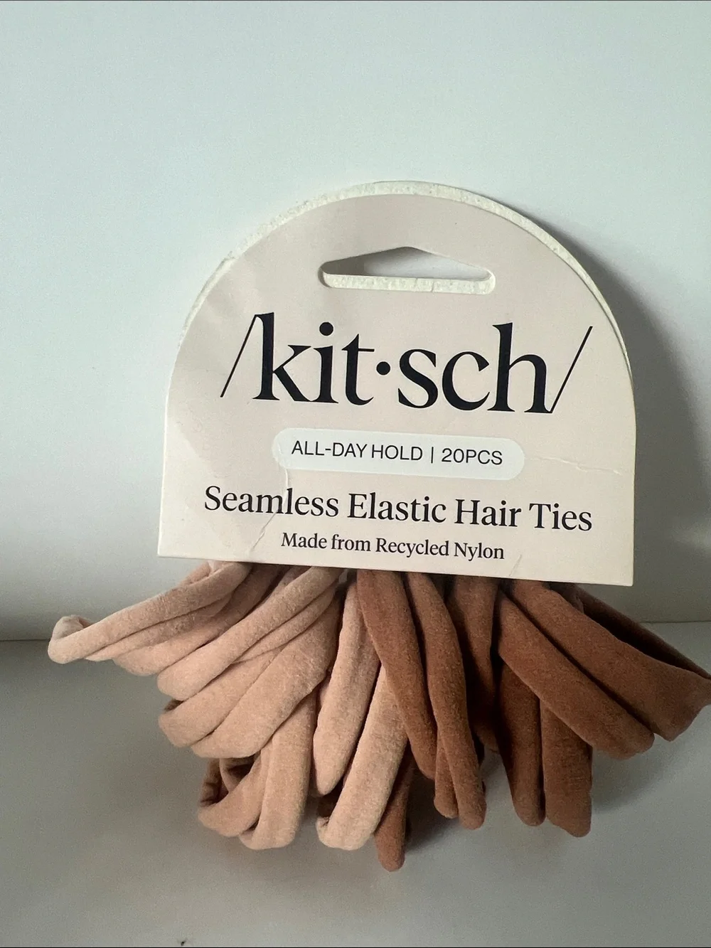 Kitsch Seamless Elastic Hair Ties - Blush Pink & Warm Brown Duo